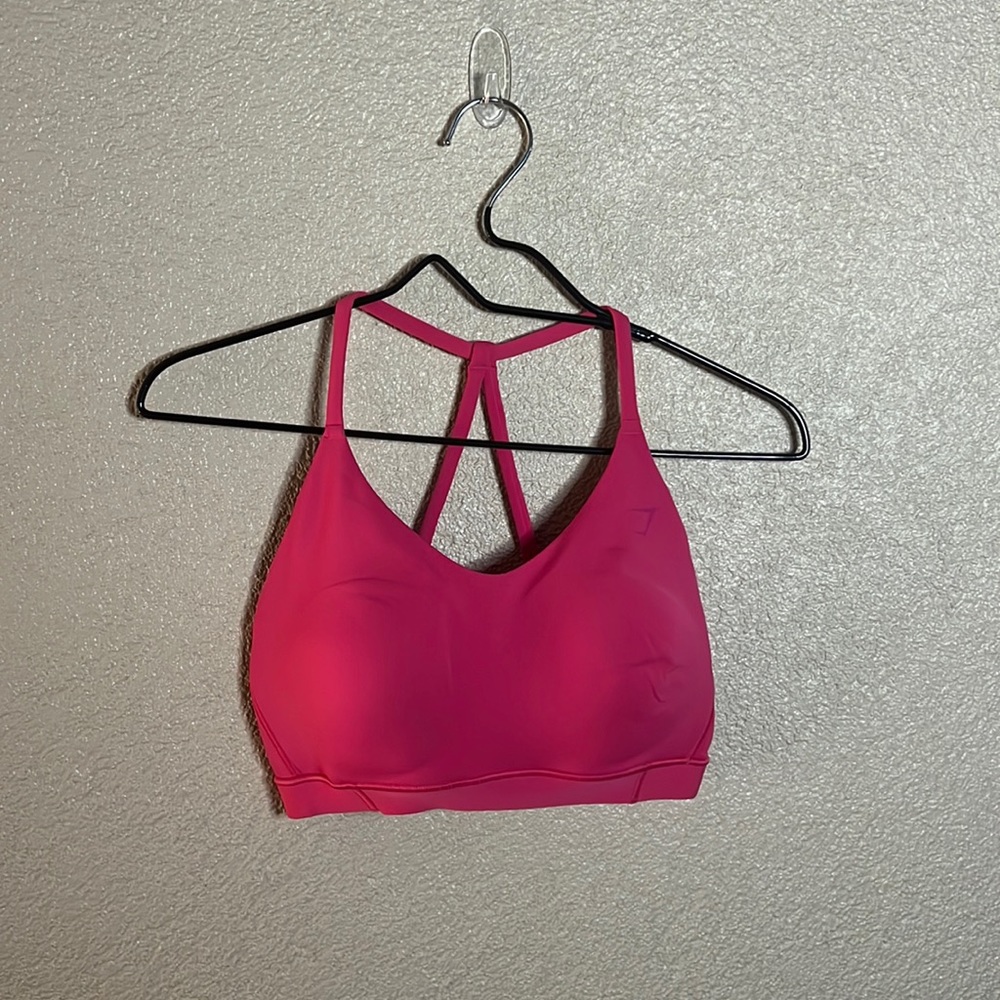 Pink gym shark sports bra